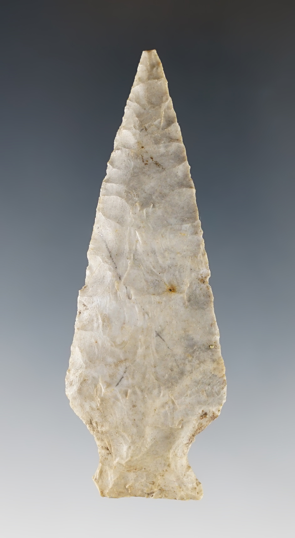 3 1/16" Ashtabula made from Coshocton Grey Flint. Found in Marion Co., Ohio. 
