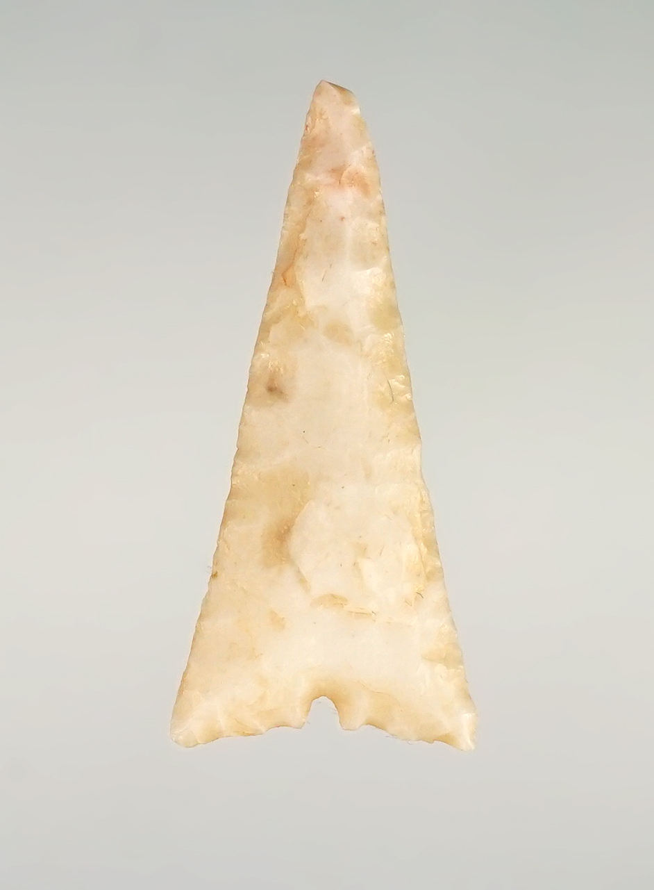 1" Triangular Dart point with a basal notch. Found in the Four Corners area.