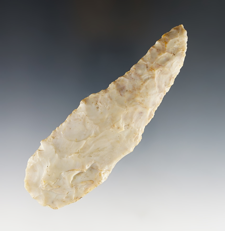 Large 5" Ohio Knife made from Flint Ridge Flint. Ex. Hillard collections.