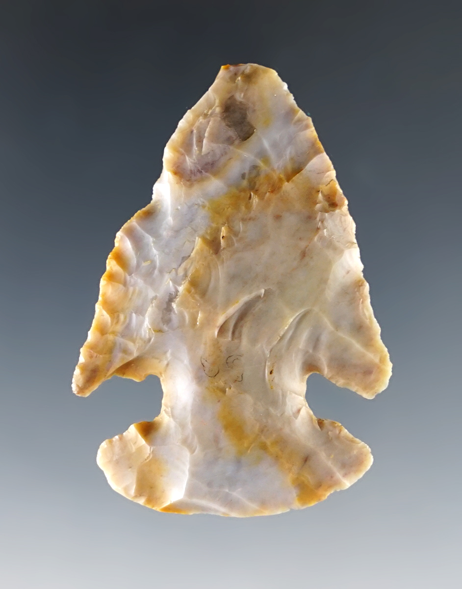 2 1/8" nicely colored Thebes made from Flint  Ridge Flint. Found in Lorain Co., Ohio.