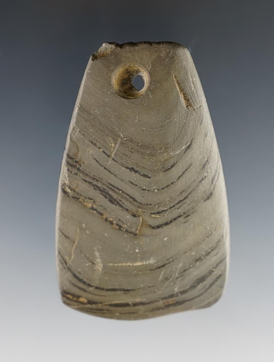 well made 2 5/8" Miniature Fringed pendant found in Crawford Co., Ohio. Nice overall form.