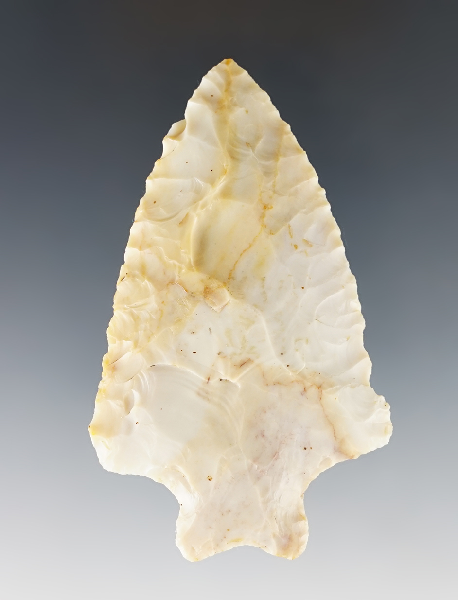 3" Ohio Heavy Duty that is near 1st stage with great color and flaking. Made from Flint Ridge Flint.