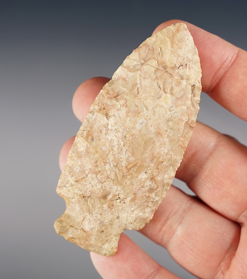 Colorful 3 5/16" Stemmed Knife found in the Midwestern U.S. Ex. Wehrle collection.