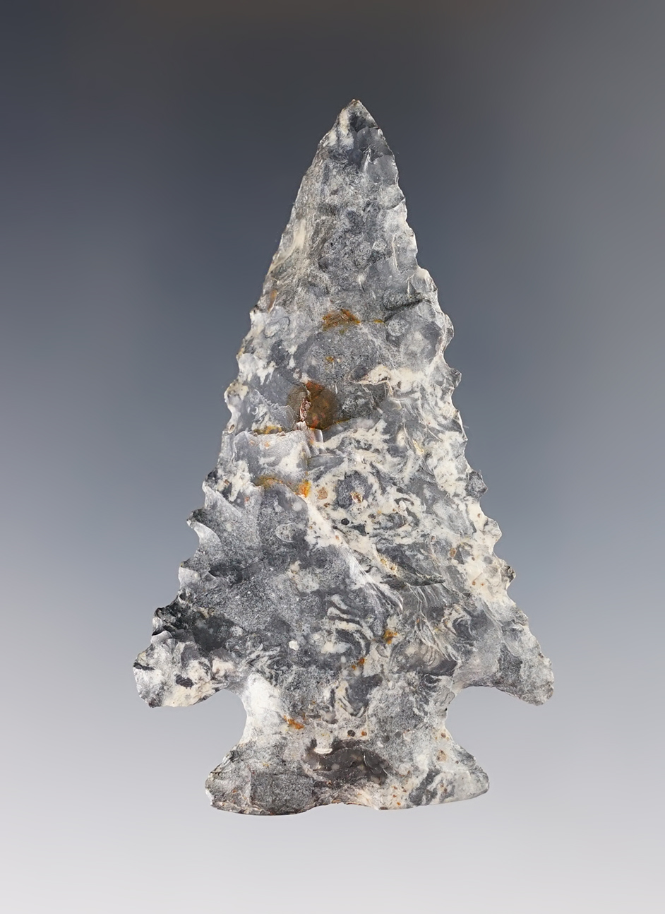 2 3/4" Notched Base Dovetail made from beautifully mottled Coshocton Flint. Ex. Kenny McNeal.