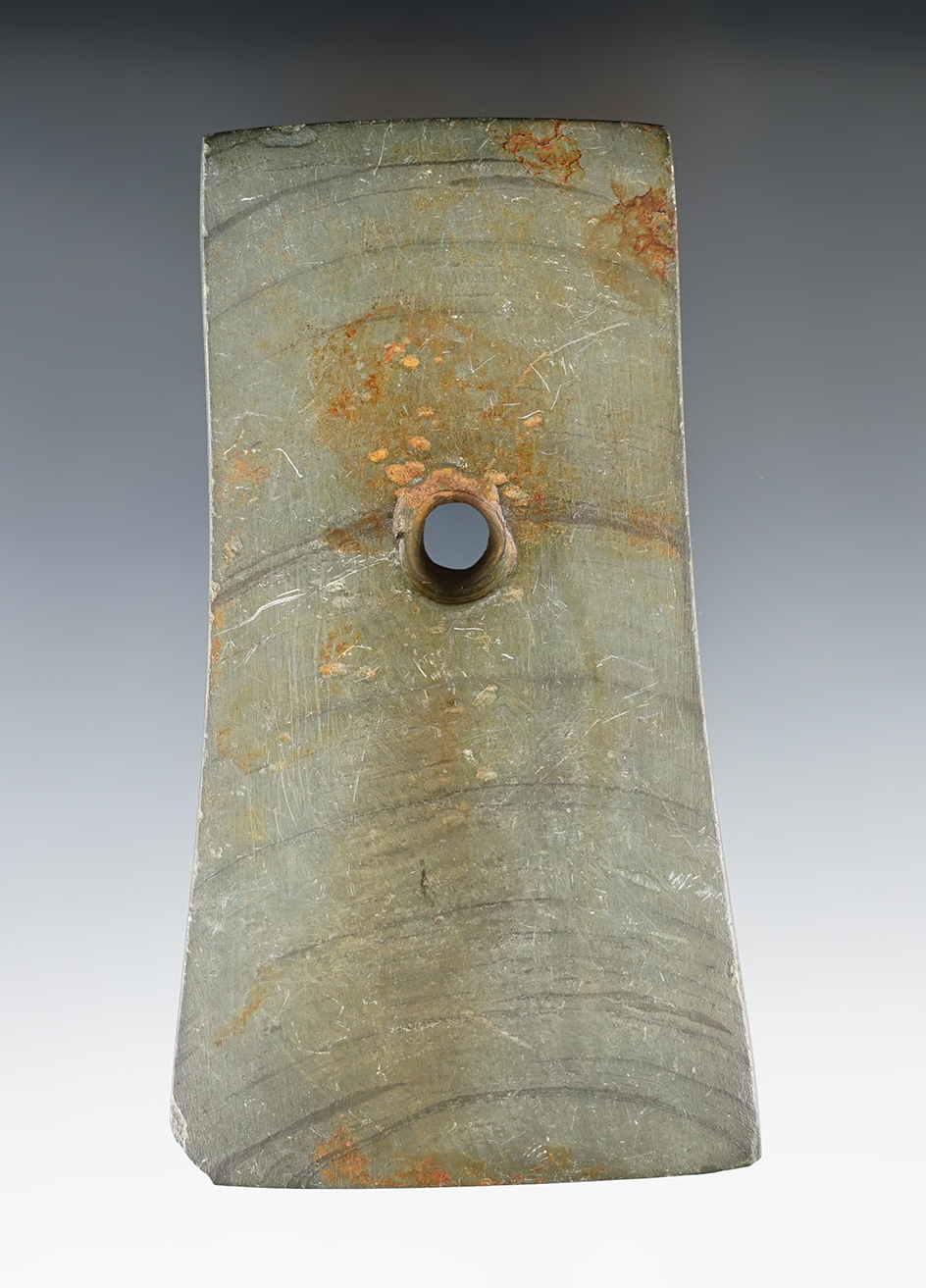 4 5/8" Adena Bell Pendant found by Al Berry in or near Tiffin, Seneca Co., Ohio. Ex. Al Berry Collec