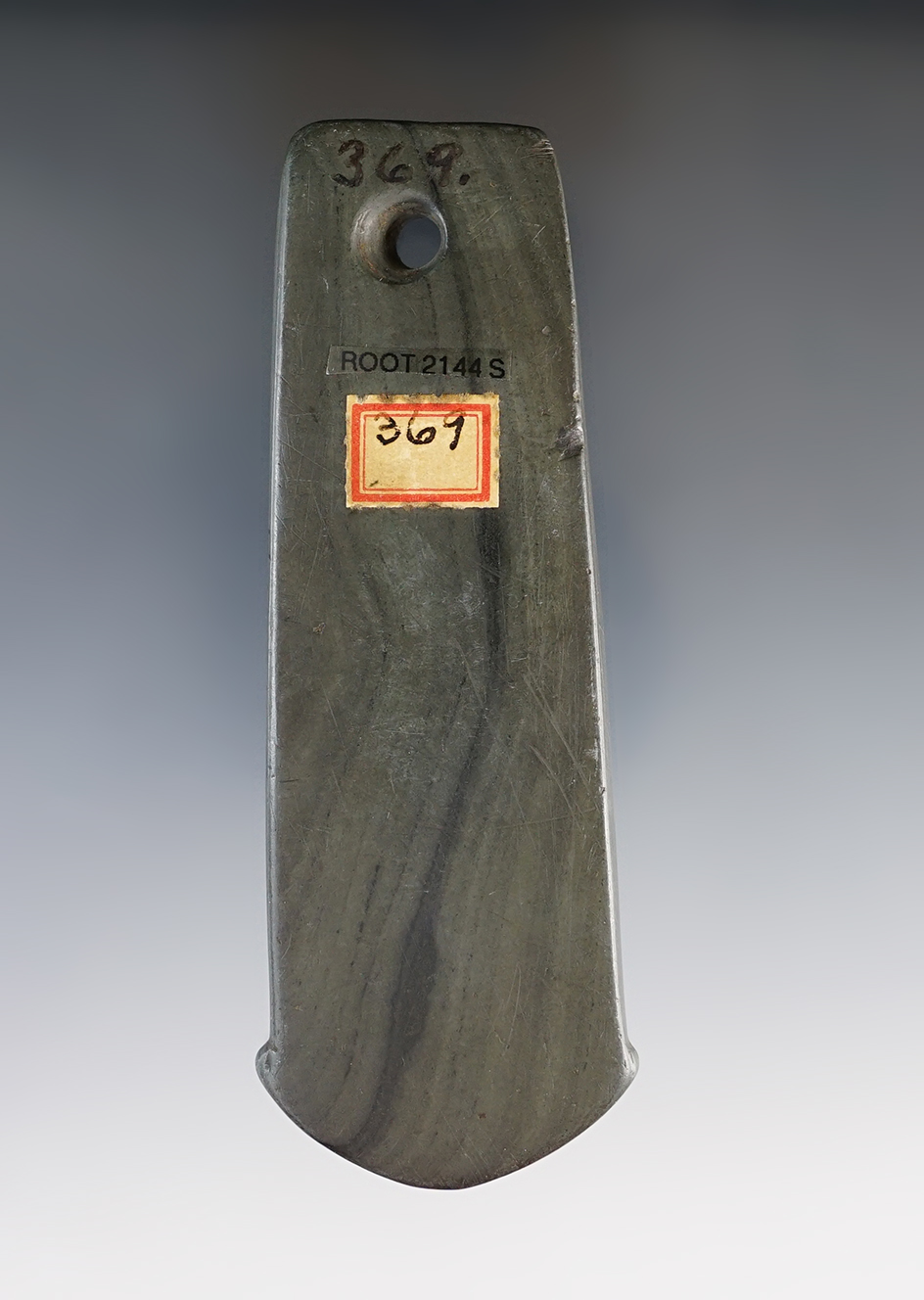 4 5/16" Adena Anchor Pendantfound in Huron Co., Ohio. Ex. Chalmer Lynch, Clem Caldwell, B.Brockman