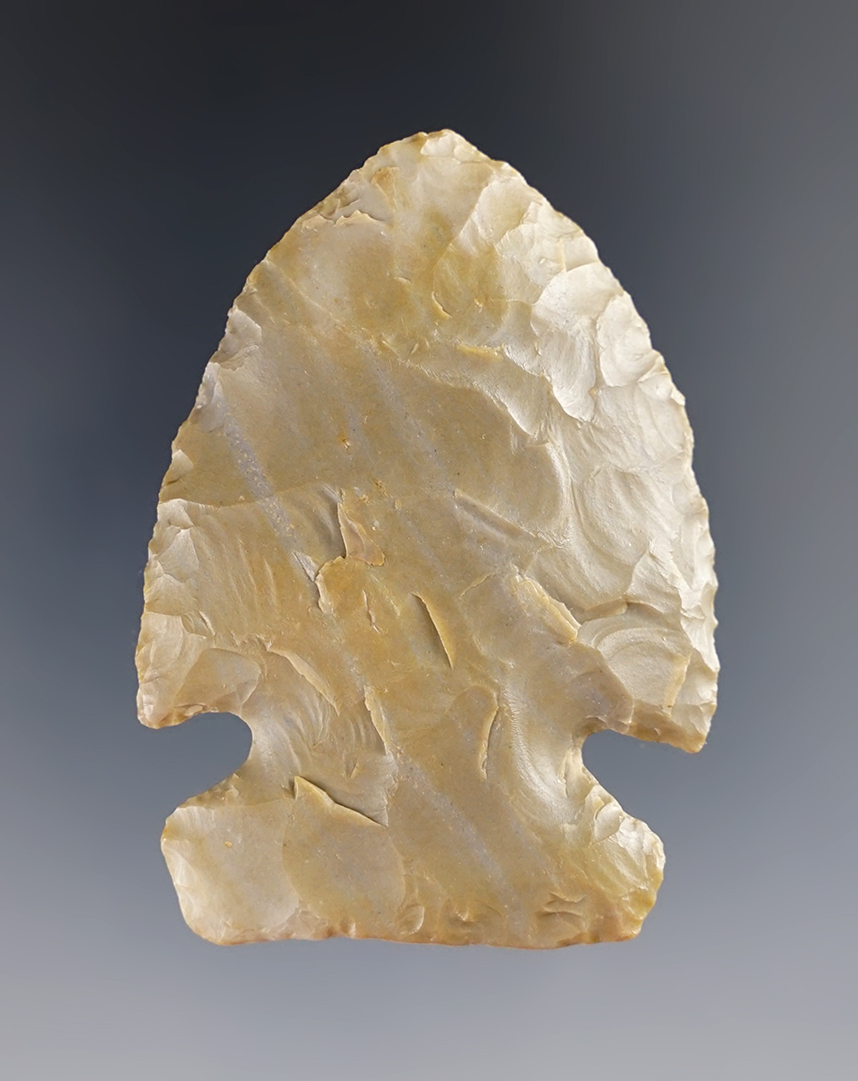 2 3/16" Archaic Side Notch found in Paulding Co., Ohio. Ex. Garrett Zuber, Don Eberle. 