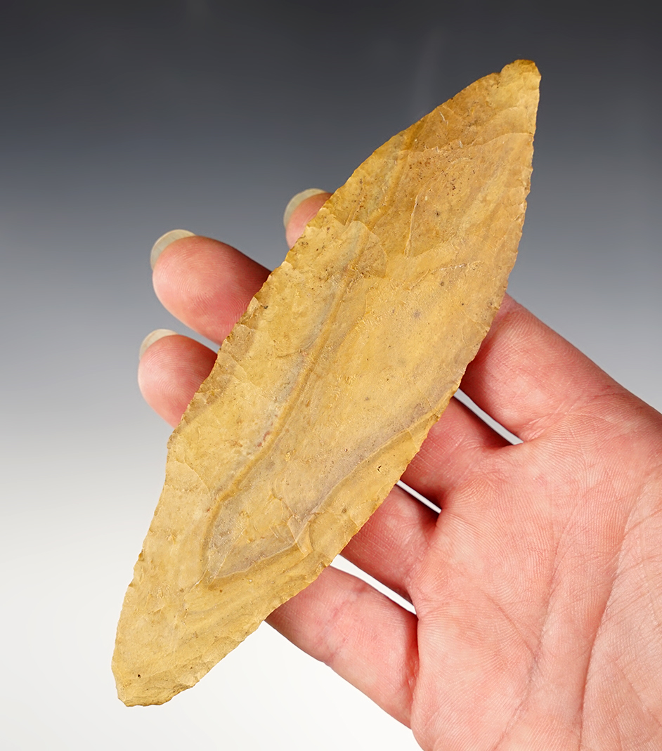 LARGE! 5 5/8" Adena Knife found in Tennesse made from Buffalo River Chert. Ex.  Schuller. 