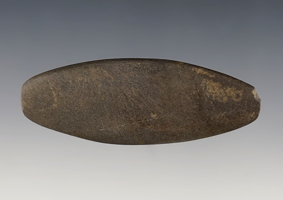 3 1/16" Undrilled Gorget with one tap mark where drilling was to be started. Jefferson Co., Ohio. 