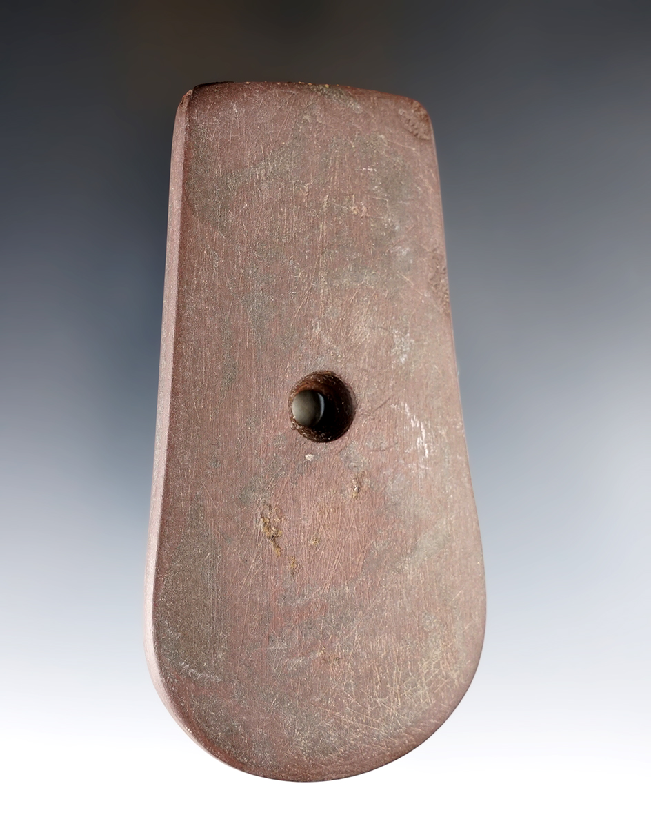 4 1/16" Adena Keyhole Pendant found in Florence Twp., Erie Co., Ohio. Ex. Voorhees. Bennett COA. 
