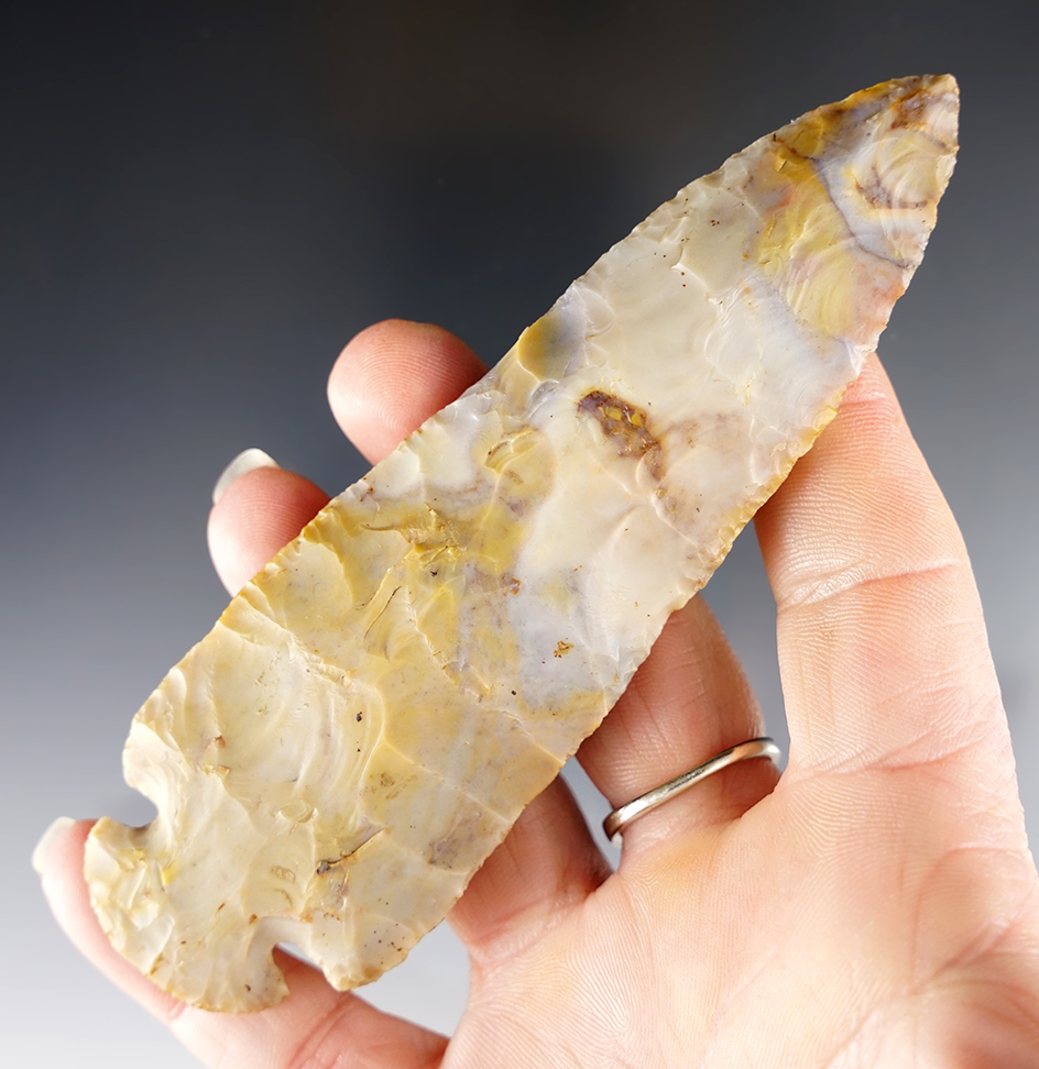 4 13/16" Archaic Dovetail - Flint Ridge Flint. Found in Ross Co., Ohio. Pictured in "Ohio Dovetails"!