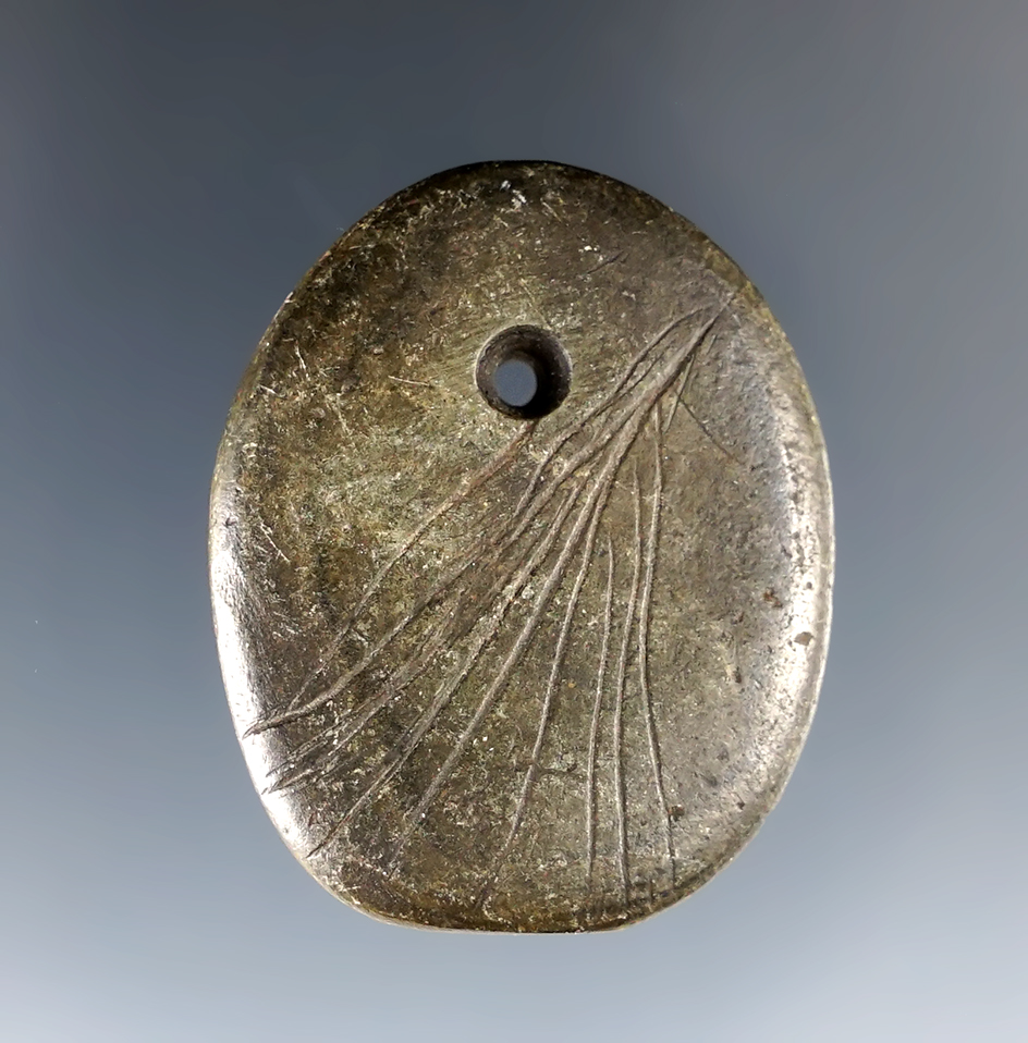 Miniature 1 7/16" Ft. Ancient engraved Pendant - Ohio. Ex. Mel Wilkins (#321/PENOH10) Collection. 