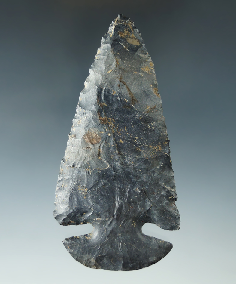 3 7/8" Archaic Wide Base Dovetail made from Coshocton Flint, found in Coshocton Co., Ohio.