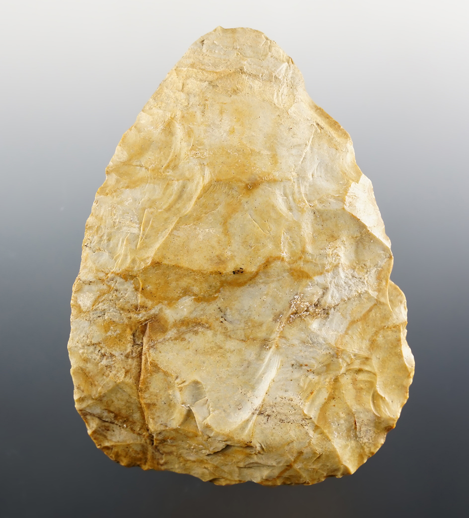 3 7/8" Blade made from colorful Flint. Found in Medina Co., Ohio.