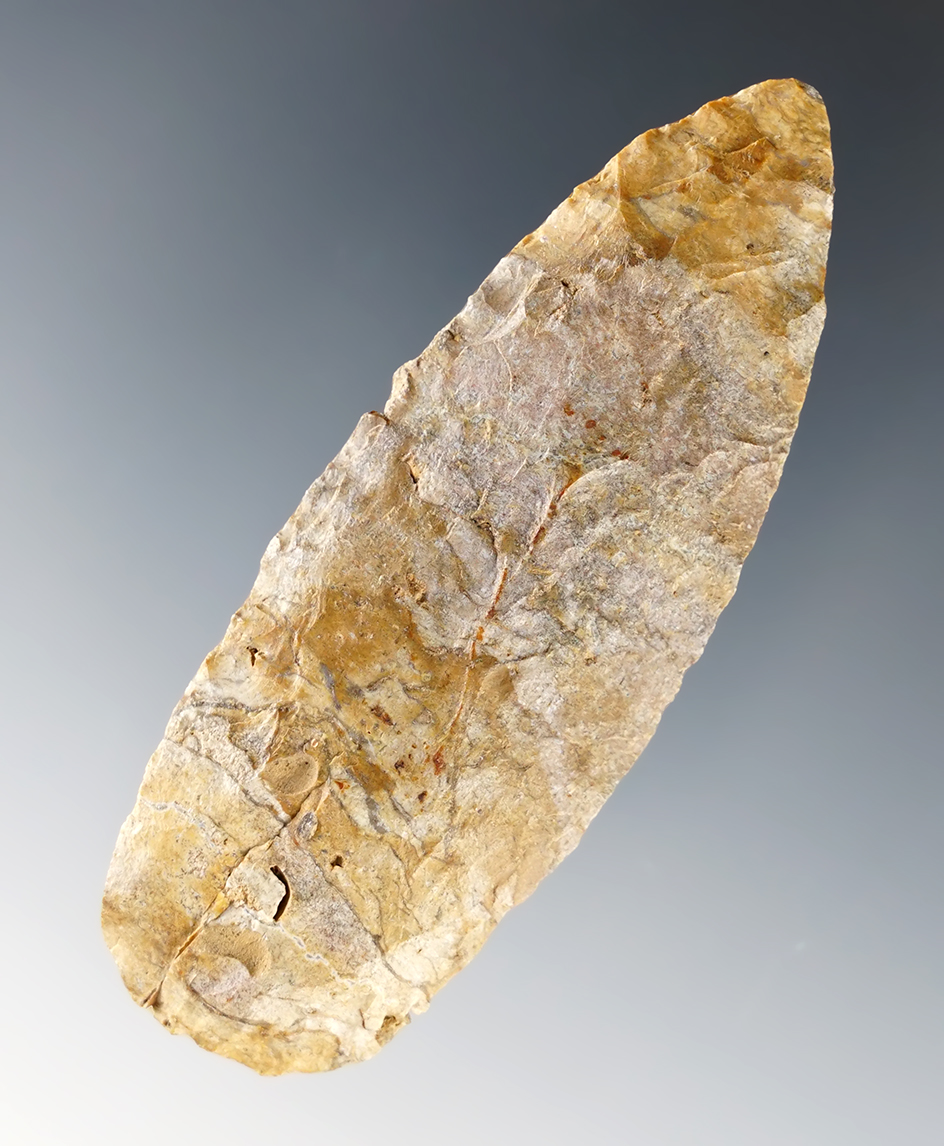 3" Lanceolate Knife made from a very attractive grade of Coshocton Flint. Found in Butler Co., Ohio.