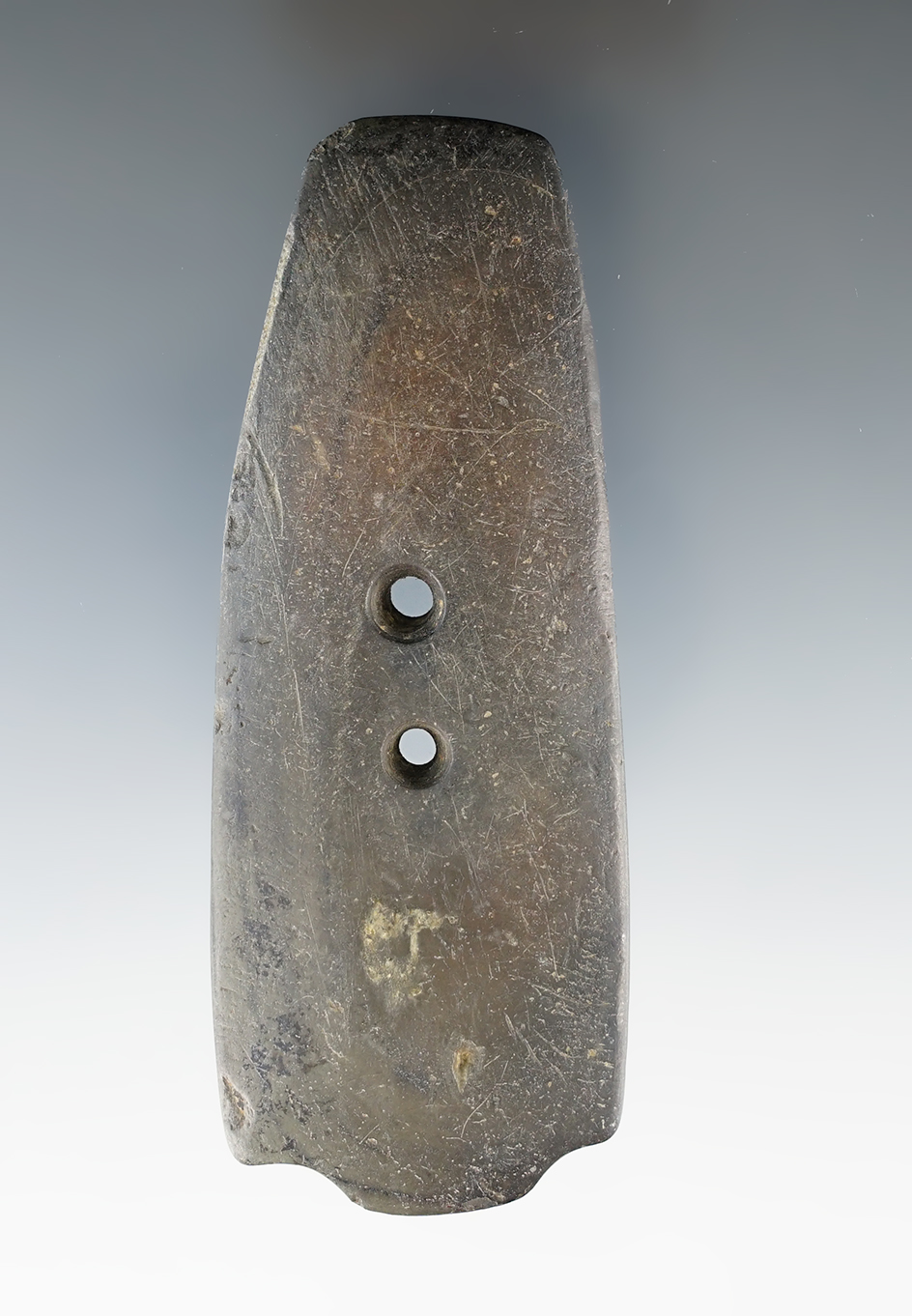 3 15/16" Hopewell Pentagonal Gorget found in Ross Co., Ohio. Ex. Greg LaForme, Doug Hooks.