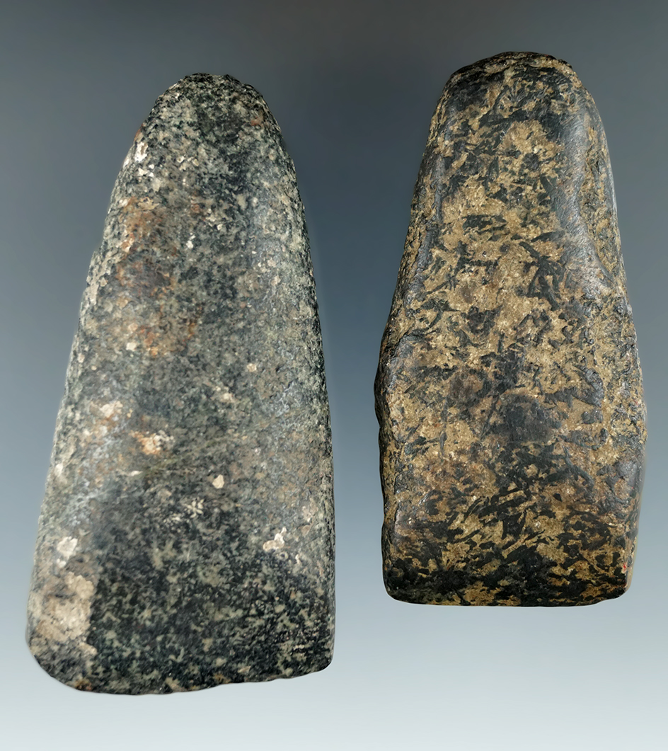 Pair of Hardstone Adena Celts found in Ohio. Largest is 3 5/8".