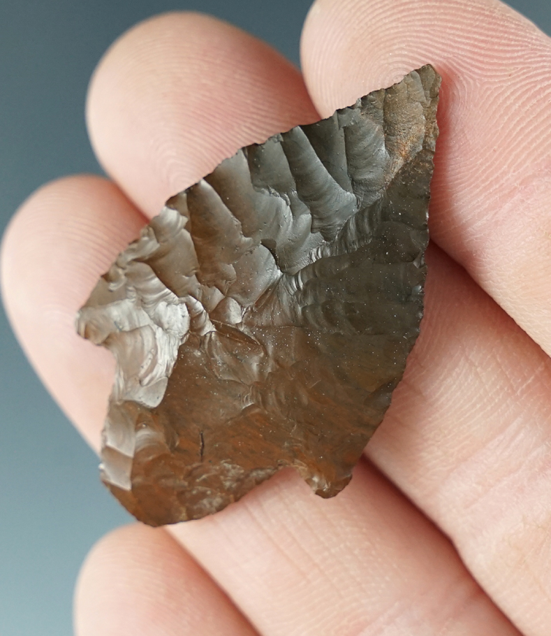 1 3/4" Stemmed Point made from brown Jasper. Found near the Columbia River, Oregon.