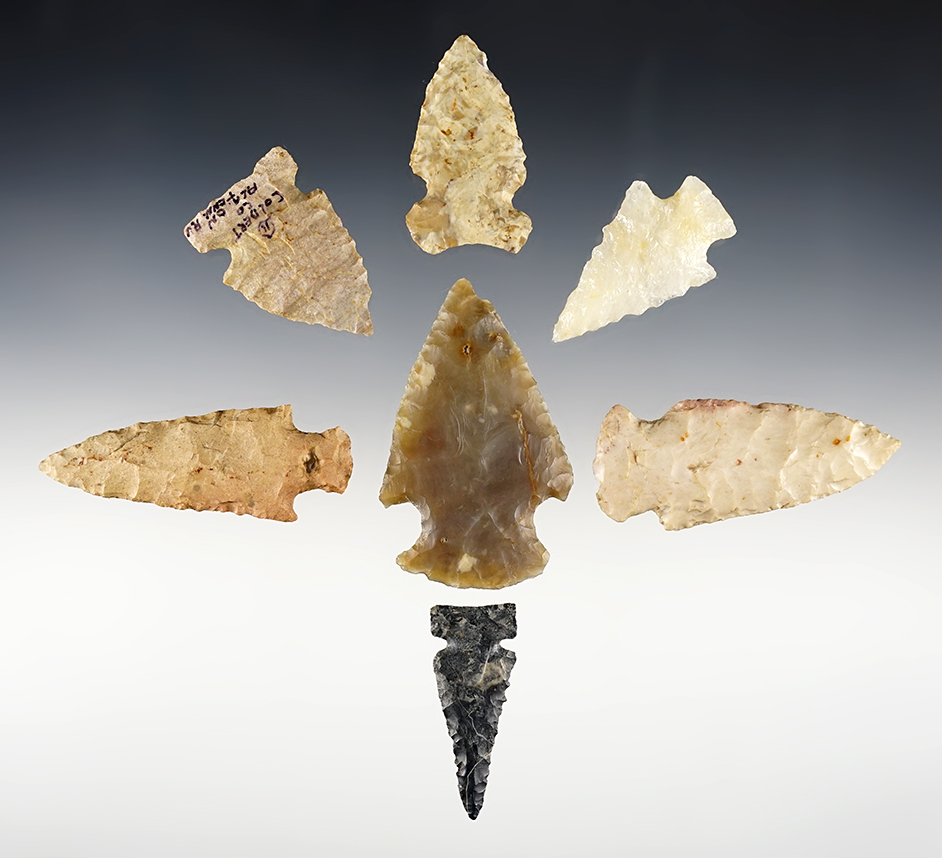 Set of 7 assorted points from various states. All are in good condition.