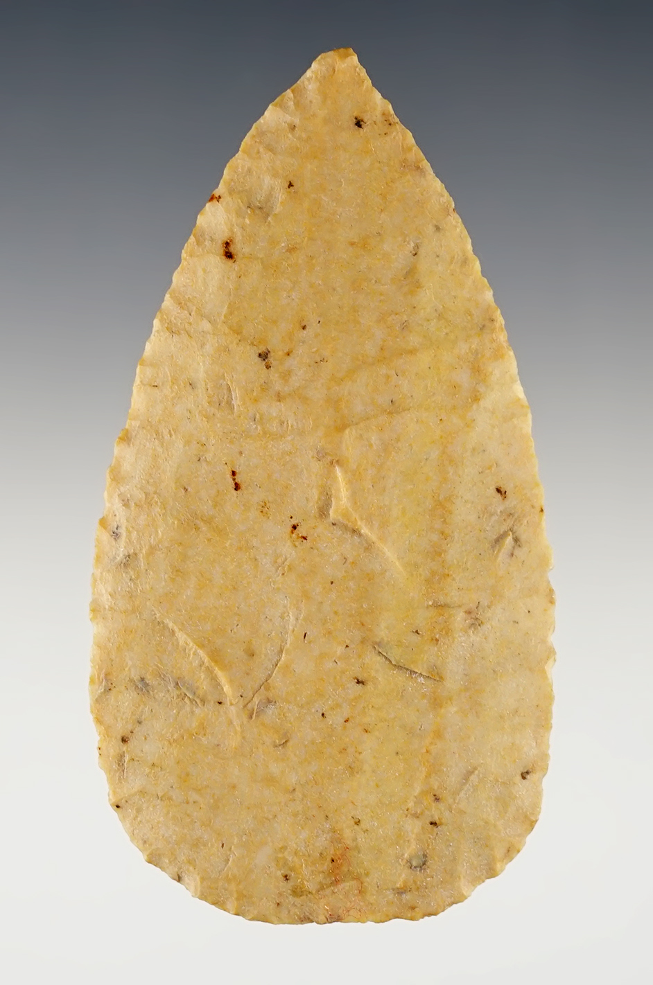 3 1/8" Adena Cache Blade that is thin and well made. Found in Perry Co., Ohio. Bennett COA.