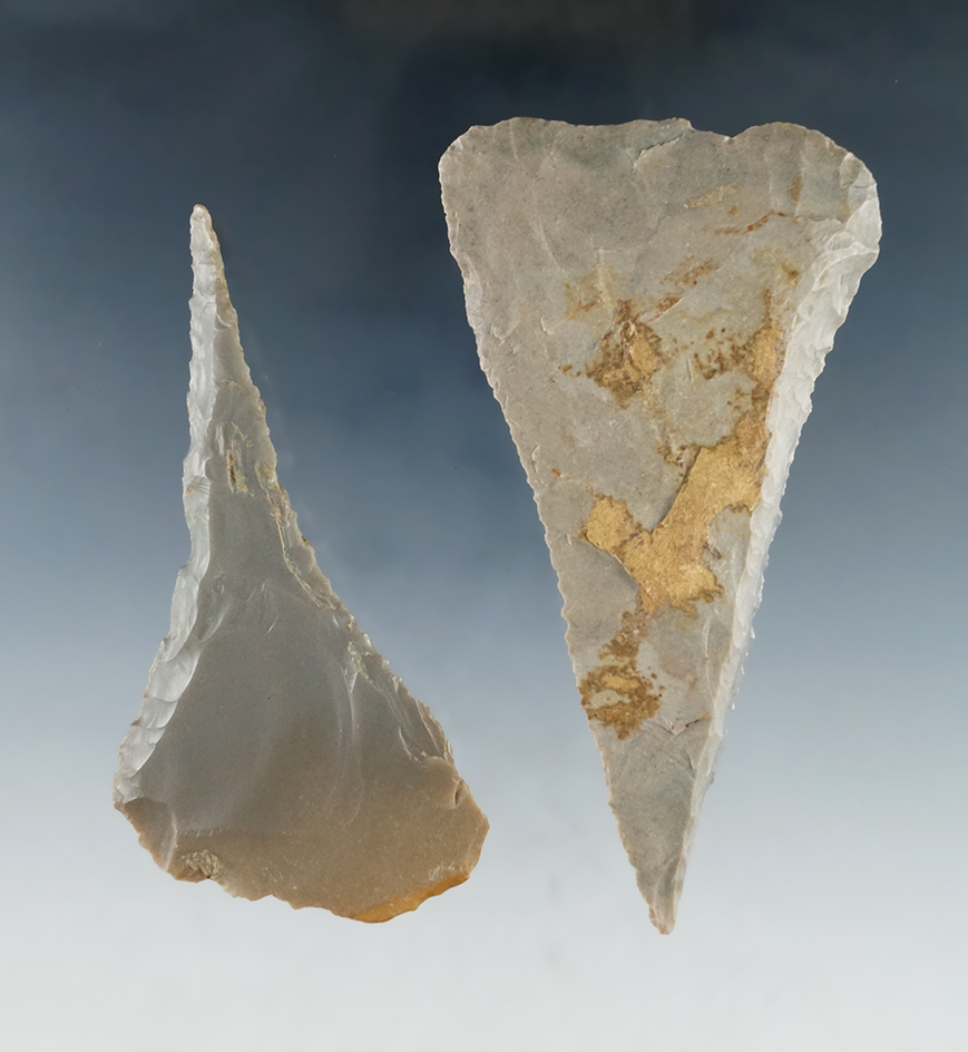 Excellent Beveling on this pair! One Triangular Knife and one Drill both found in Ohio.