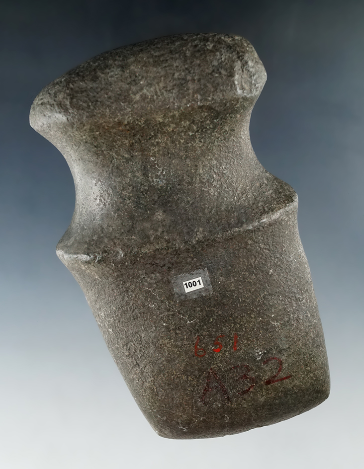 Excellent style on this 5 3/4" Wide Groove Raised Ridge Full Groove Axe found in Ohio. Ex. Bunch.