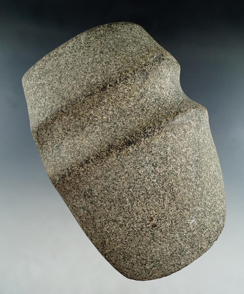 Well defined 5 7/8"Long Raised Ridge 3/4 Groove Hardstone Axe found in Lucas Co., Ohio.