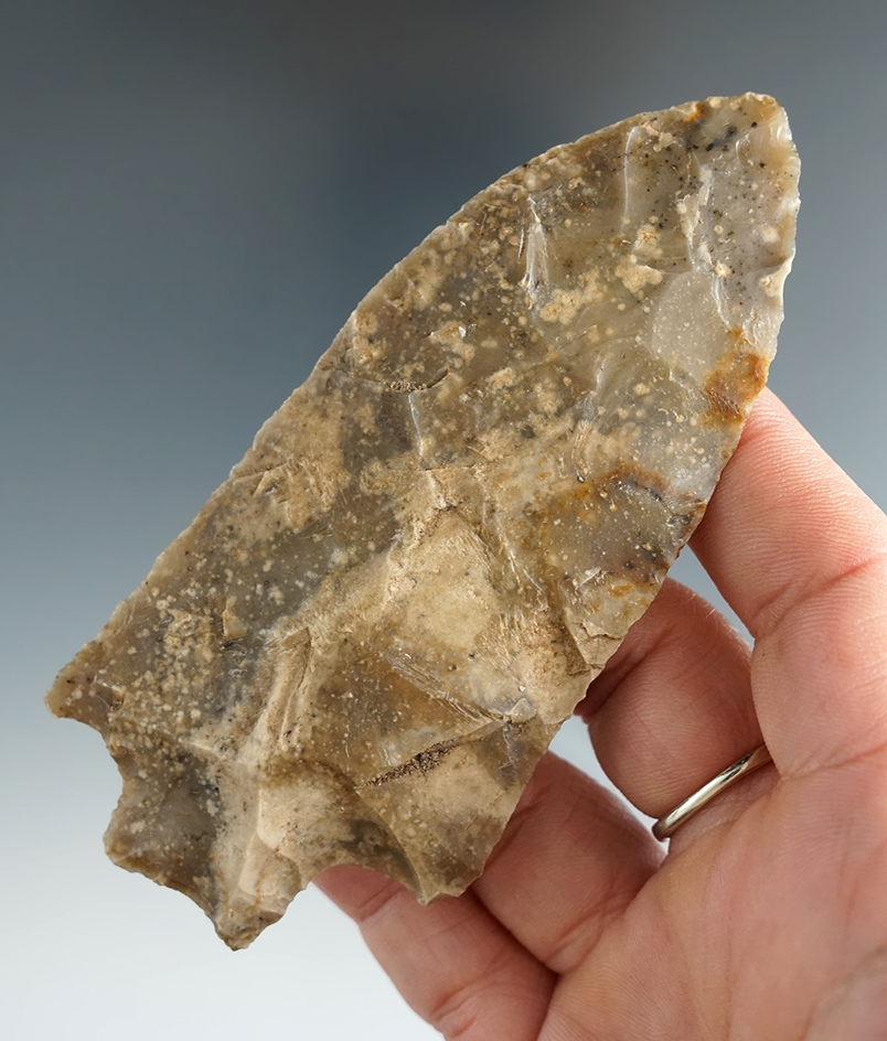 Thin for size with good flaking, 4 3/16" Stemmed  Knife f found in Texas.